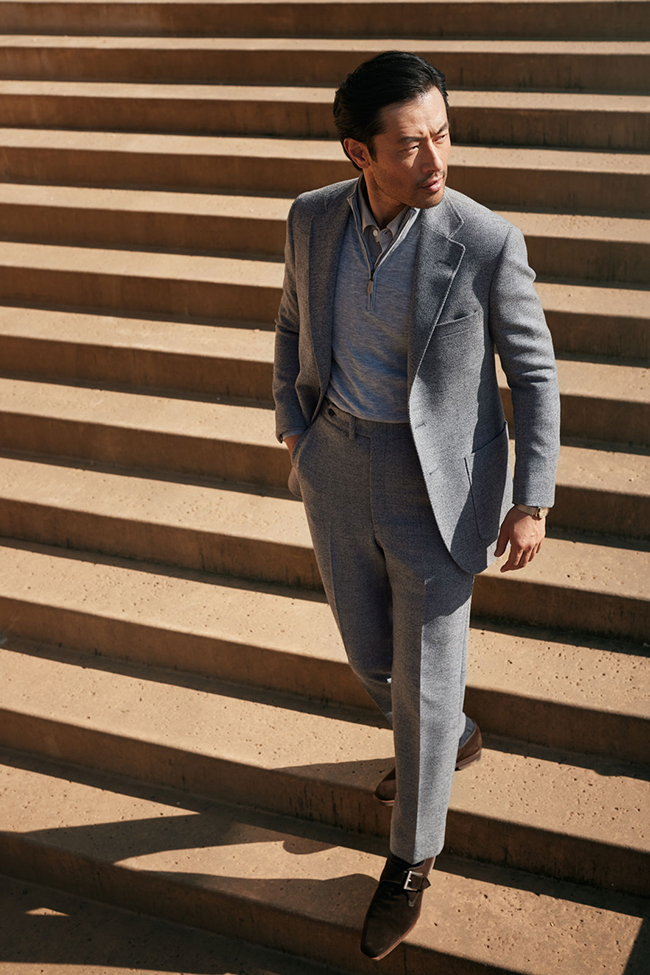 Light Gray Herringbone Suit