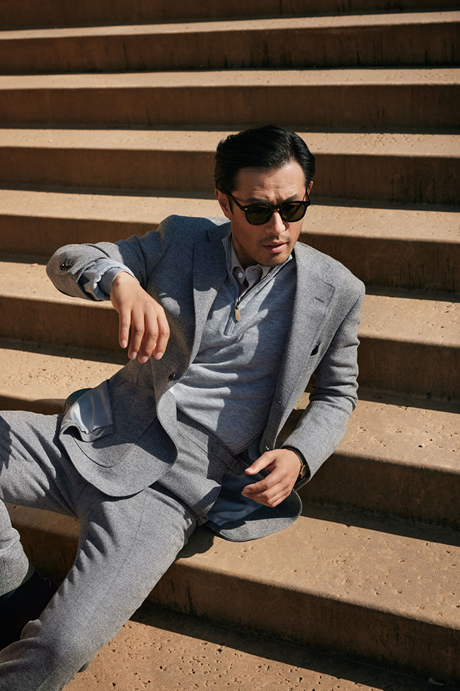 Light Gray Herringbone Suit