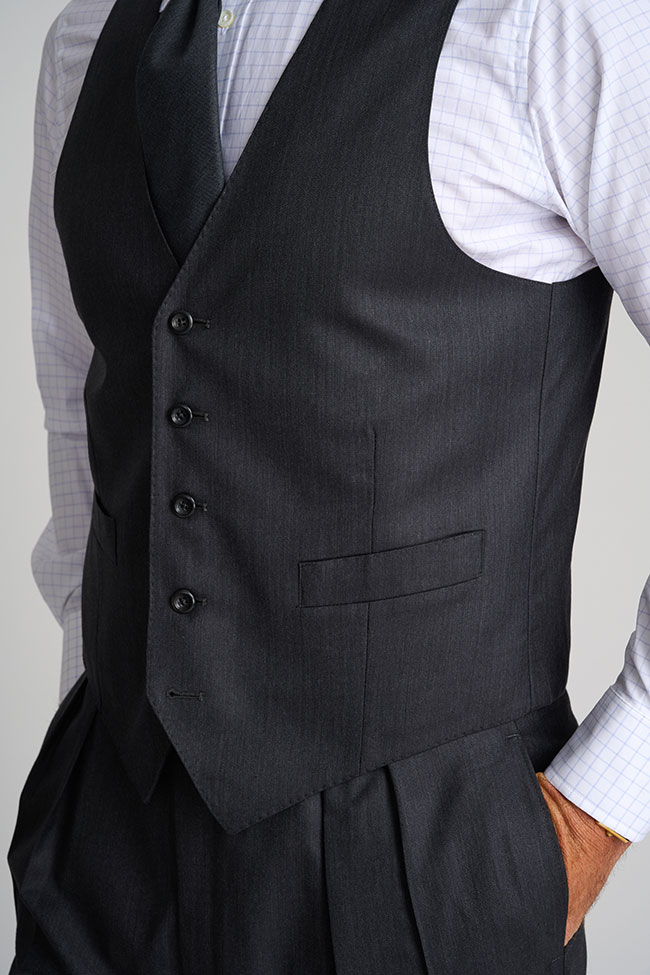 Mens Oxxford                                                                                                                                                                                                                                              , Charcoal Herringbone Vest