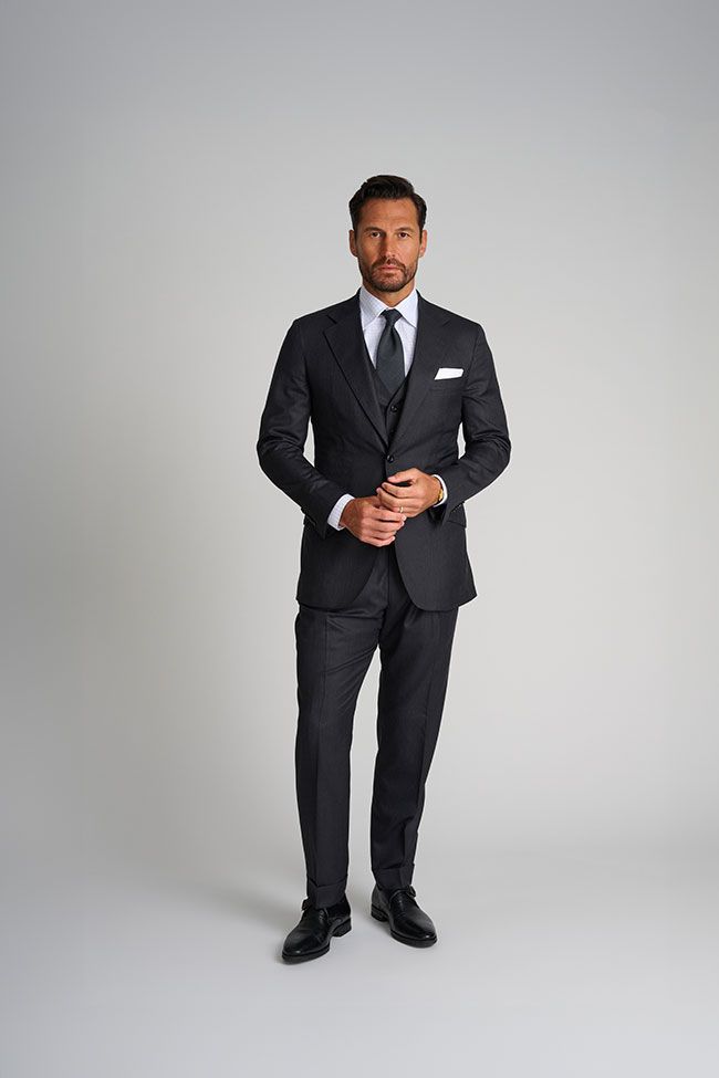 Mens Oxxford                                                                                                                                                                                                                                              , Charcoal Herringbone Suit
