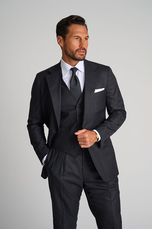 Mens Oxxford                                                                                                                                                                                                                                              , Charcoal Herringbone Suit