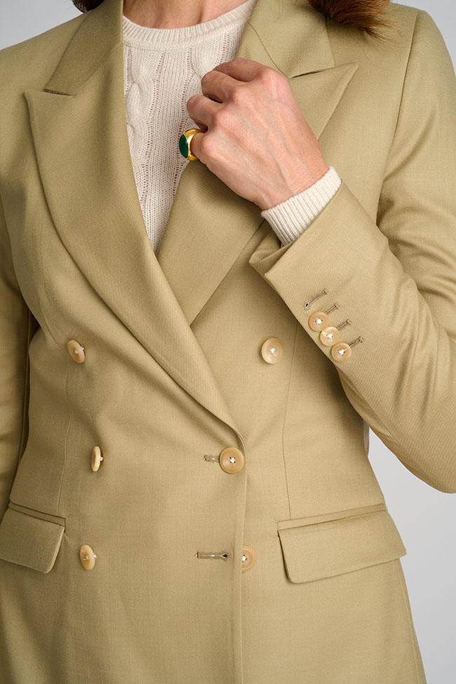 Women's Classics                                                                                                                                                                                                                                          , Tan Solid Double-Breasted Jacket