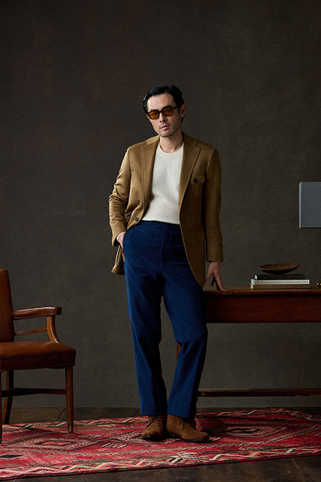 Vicuña Cashmere Safari Jacket With Ivory Long Sleeve Knit