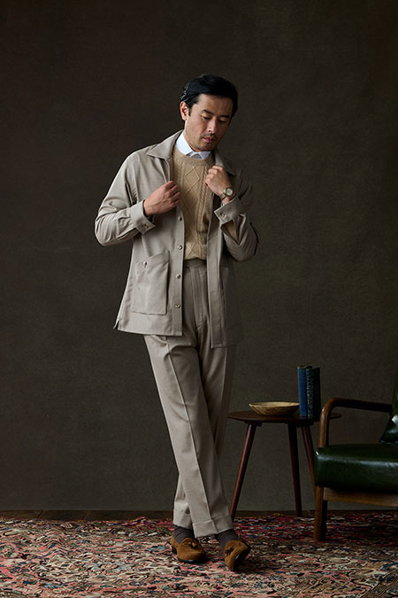 Light Tan Flannel Overshirt & Trousers