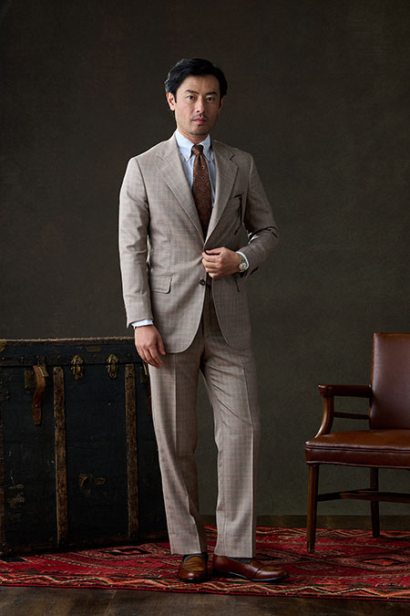 Tan & Orange Check Suit