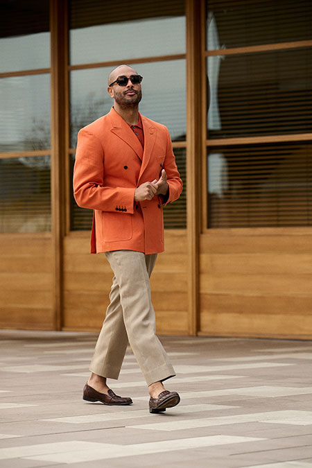 Orange Crushed Linen Sport Coat