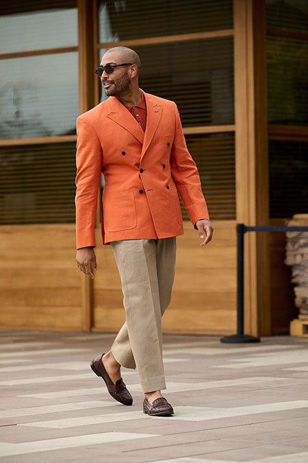 Orange Crushed Linen Sport Coat