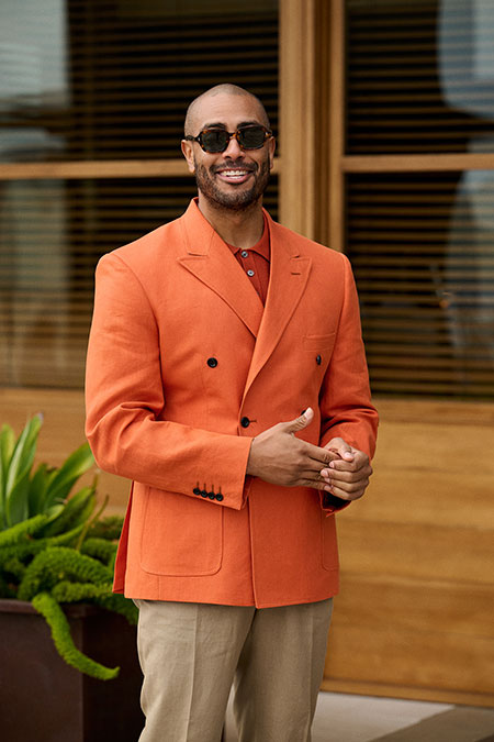 Orange Crushed Linen Sport Coat