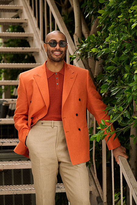 Orange Crushed Linen Sport Coat