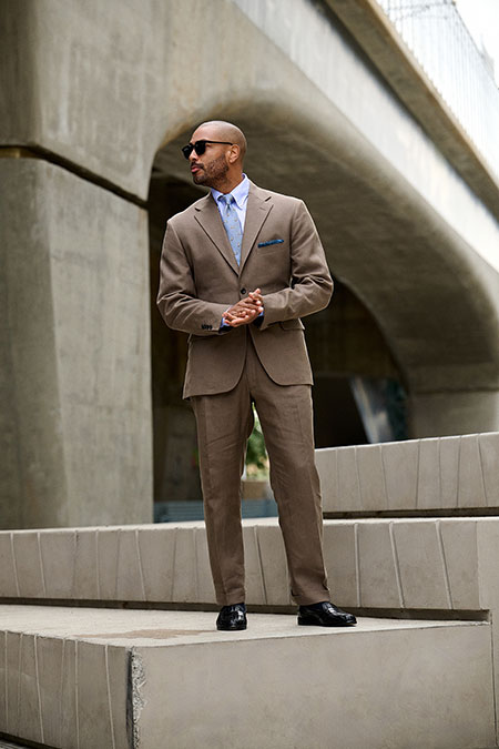 Mocha Crushed Linen Suit