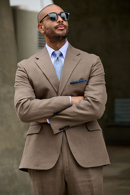 Mocha Crushed Linen Suit