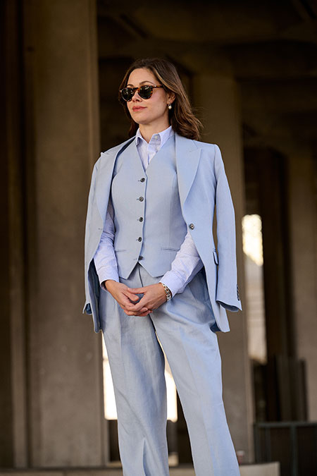 Trunk Shows                                                                                                                                                                                                                                               , Powder Blue Crushed Linen Vest