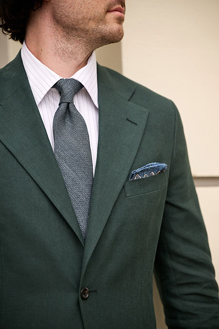 Forest Green Crushed Linen Suit