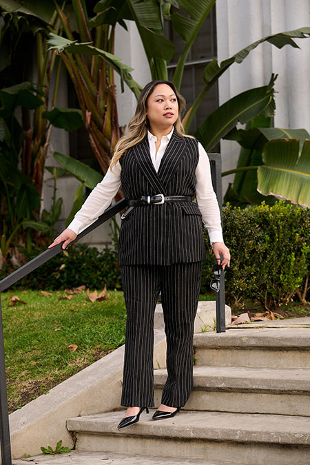 Black Stripe Crushed Linen Suit