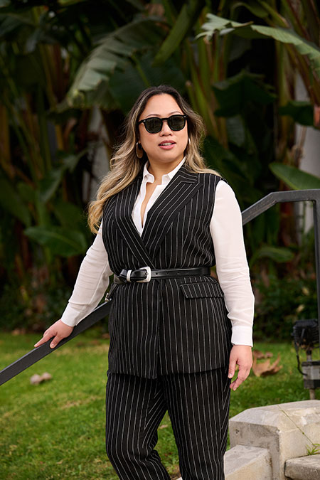 Black Stripe Crushed Linen Suit