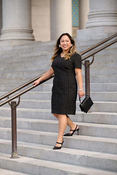 Black Stripe Crushed Linen Dress