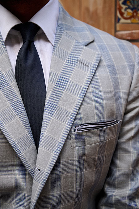 Lt Gray Plaid Crushed Linen Suit