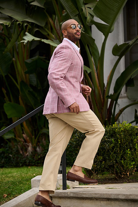 Pink Crushed Linen Windowpane Sport Coat