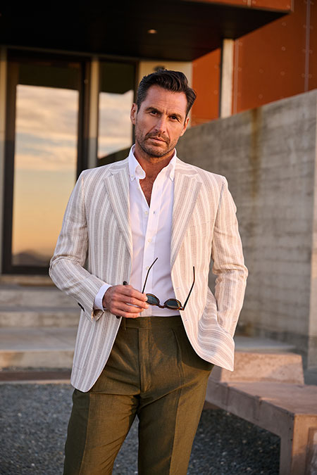 White and Tan Stripe Sport Coat