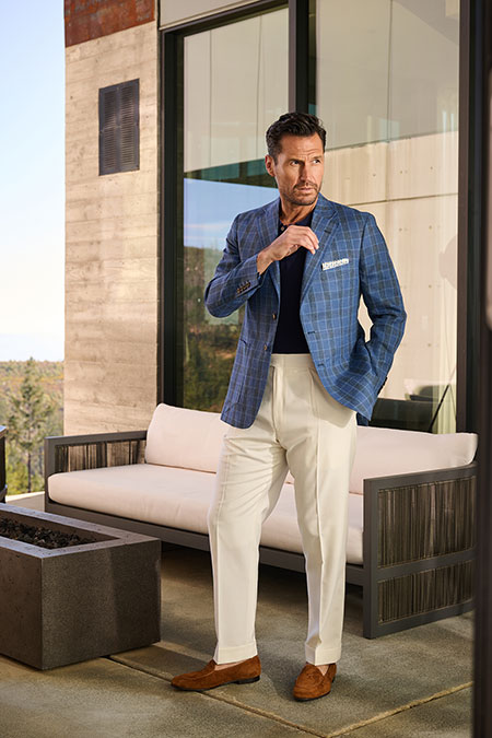 Blue Glen Plaid Linen Sport Coat