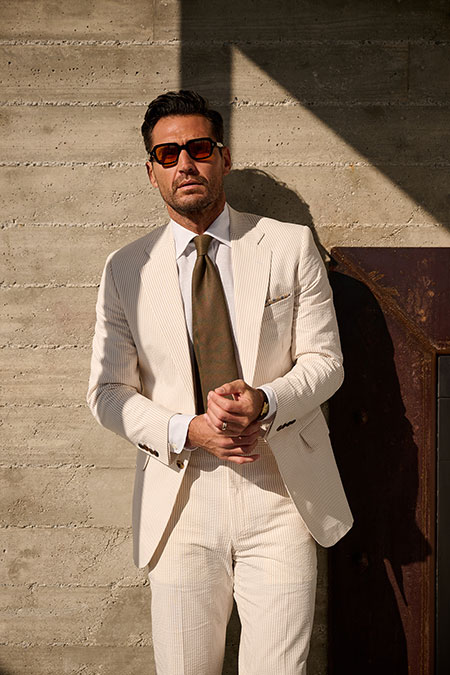Beige Seersucker Suit