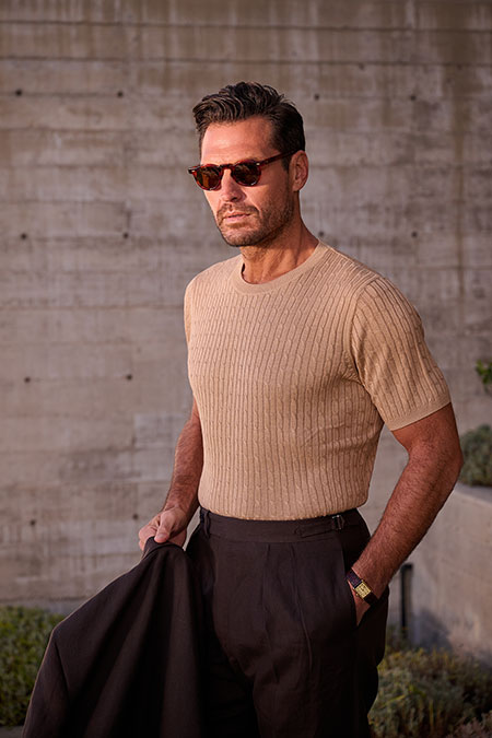 Camel Cable Knit Tee