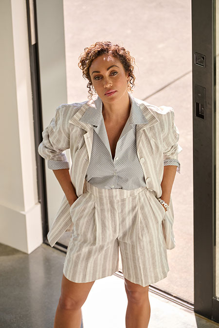 White & Tan Striped Set