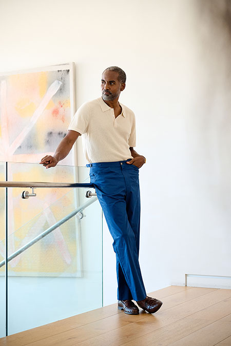 Men's Elevated Casual Collection 2025                                                                                                                                                                                                                     , Blue Moleskin 5 Pocket Trouser