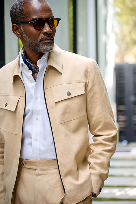 Tan Linen Trucker Jacket