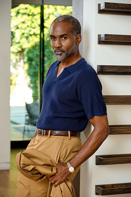 Navy Ribbed Johnny Collar Knit