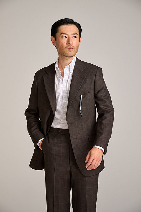 Men's Custom Capsule                                                                                                                                                                                                                                      , Brown Merino Wool Glen Plaid Suit