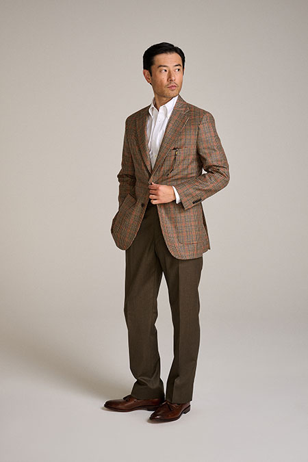 Men's Custom Capsule                                                                                                                                                                                                                                      , 100% Wool Tan Guncheck Sportscoat