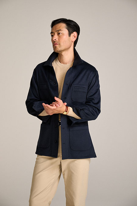 Navy Cashmere Overshirt
