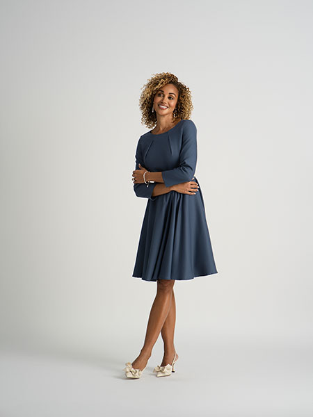 Women's Classics                                                                                                                                                                                                                                          , Slate Blue Crepe Dress