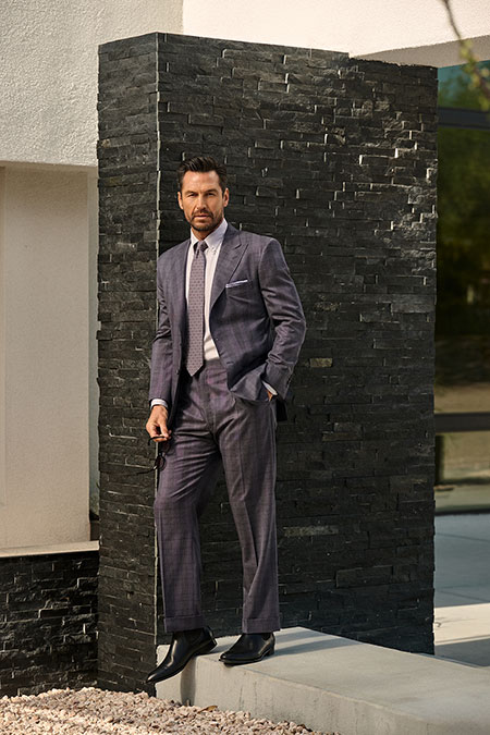 Slate Blue Split Matte Check Suit