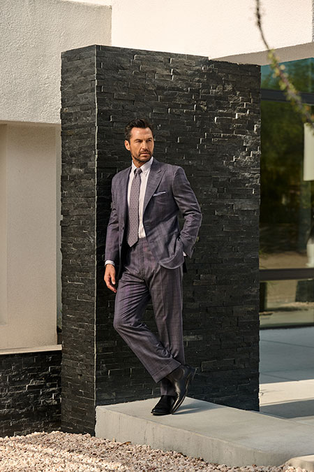 Slate Blue Split Matte Check Suit