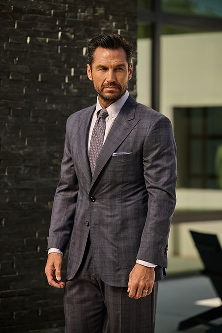 Slate Blue Split Matte Check Suit