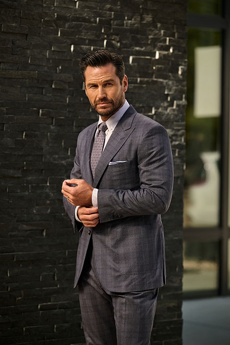 Slate Blue Split Matte Check Jacket