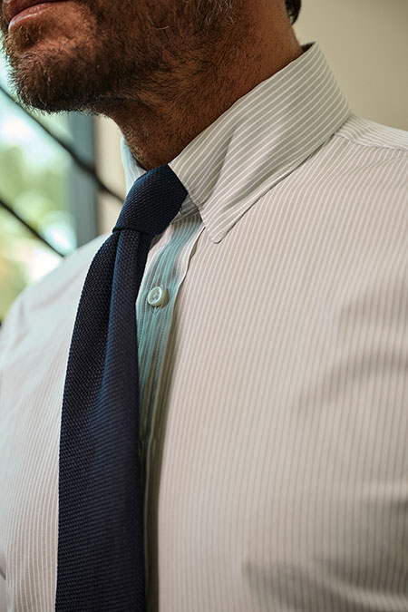 Gray Stripe Snap Collar Shirt