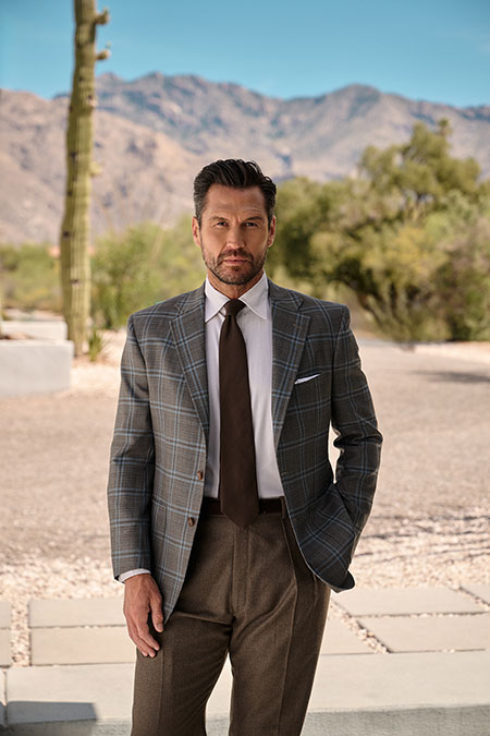 Tan & Blue Plaid Sportscoat