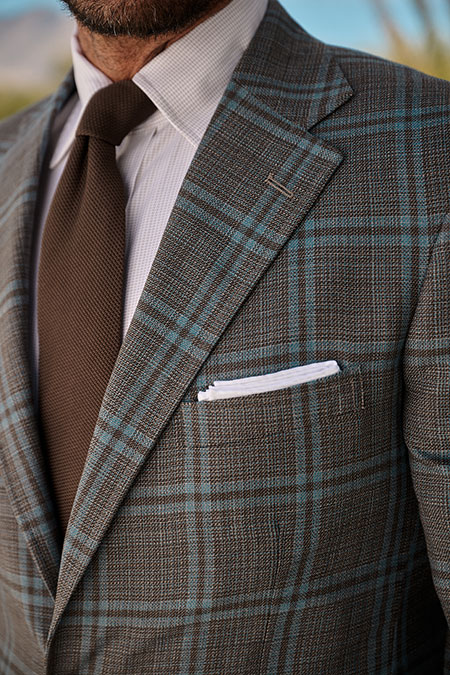 Men's FW26 Lookbook                                                                                                                                                                                                                                       , Tan & Blue Plaid Sportscoat
