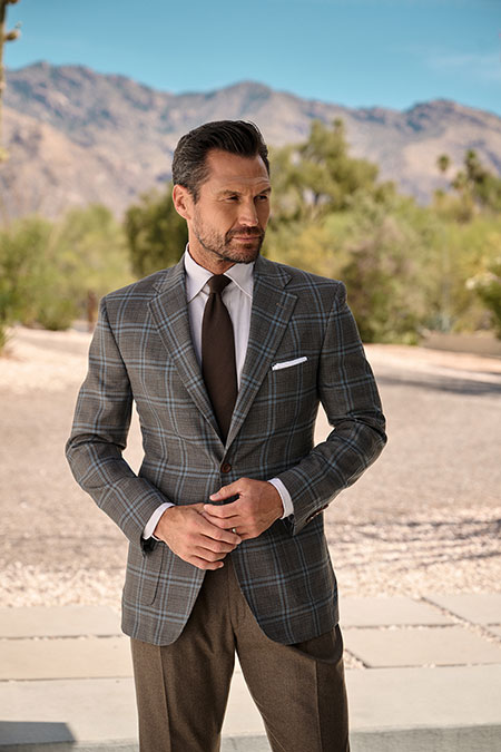 Tan & Blue Plaid Sportscoat
