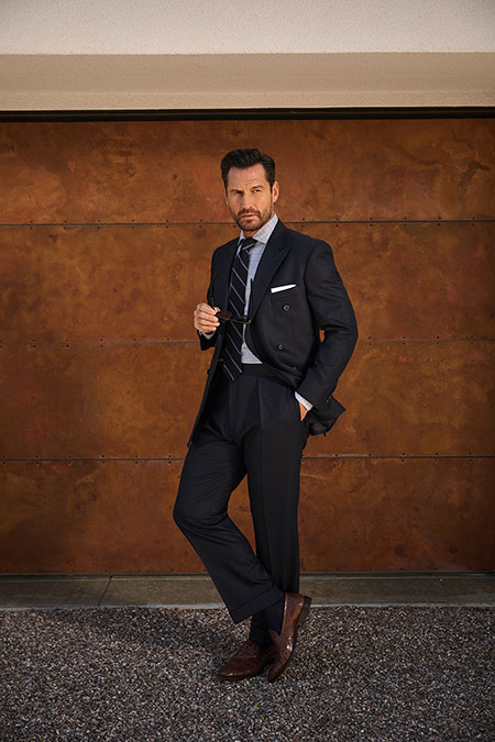 Men's FW26 Lookbook                                                                                                                                                                                                                                       , Navy Double Breasted Suit