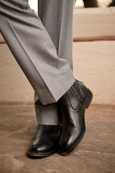 Grey Flannel Trousers & Black Allen Edmonds Tompkins Boot