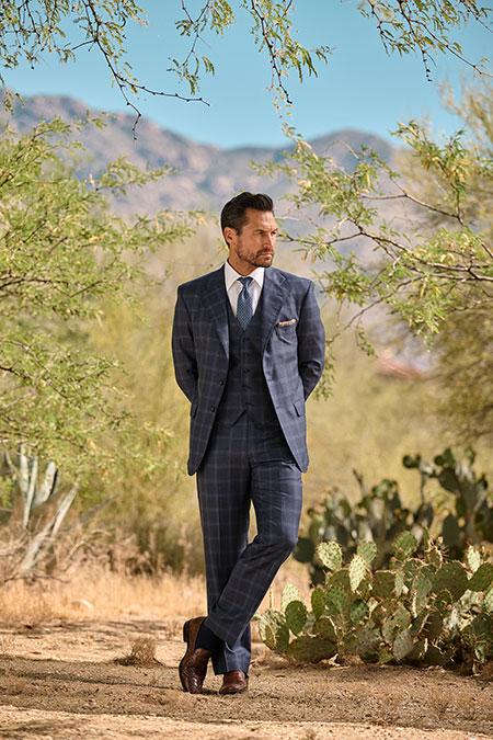 Navy Windowpane 3-Piece Suit