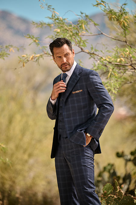 Navy Windowpane 3-Piece Suit