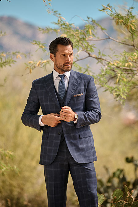 Navy Windowpane 3-Piece Suit