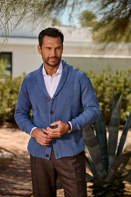 Blue Ribbed Cardigan
