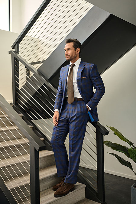 Blue & Brown Plaid Suit