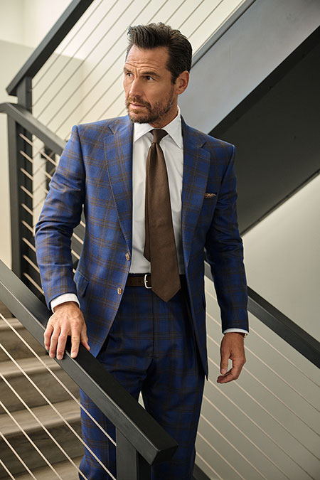 Blue & Brown Plaid Suit